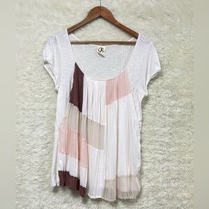 Anthropologie One September Pleated Colorblock Blouse